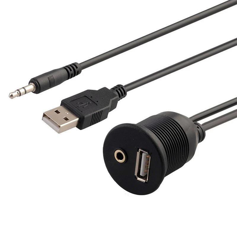 USB 2.0 3.5mm Aux Cable With Waterproofable Mount Shell USB 2.0 3.5mm Aux Cable With Waterproofable Mount Shell