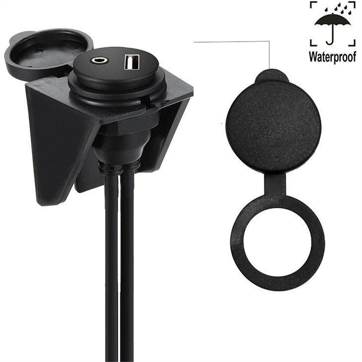 Waterproof USB 2.0 male to female 3.5mm stereo panel mount Cable